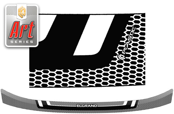 Дефлектор капота Серия "Art" серебро Nissan Elgrand  2006–2010 СА Пластик