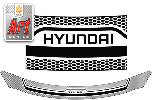 Дефлектор капота Серия "Art" серебро Hyundai i30 универсал 2012–н.в. СА Пластик
