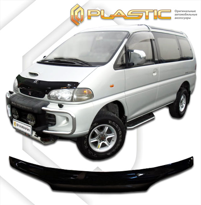 Дефлектор капота Classic черный Mitsubishi Delica  1994-1997 СА Пластик
