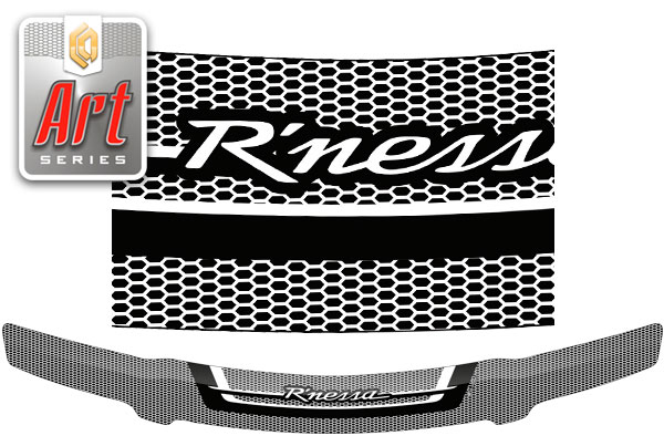 Дефлектор капота Серия "Art" серебро Nissan Rnessa  1997-2000 СА Пластик
