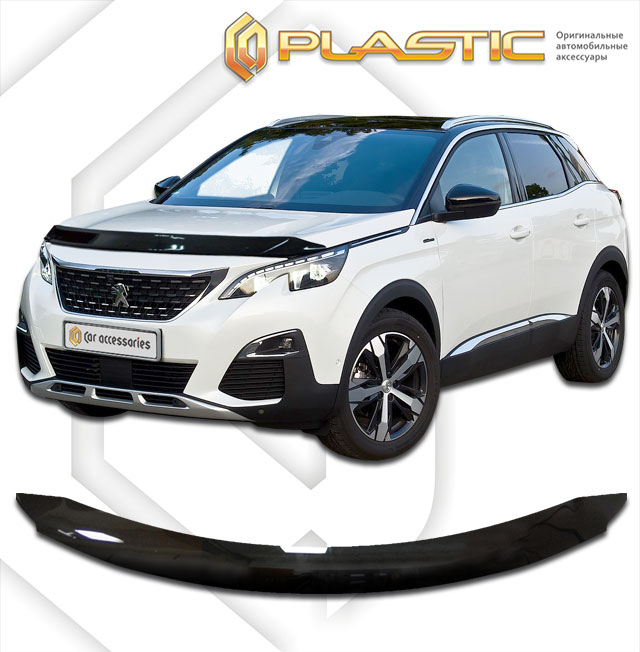 Дефлектор капота Classic черный Peugeot  3008  2017–н.в. СА Пластик