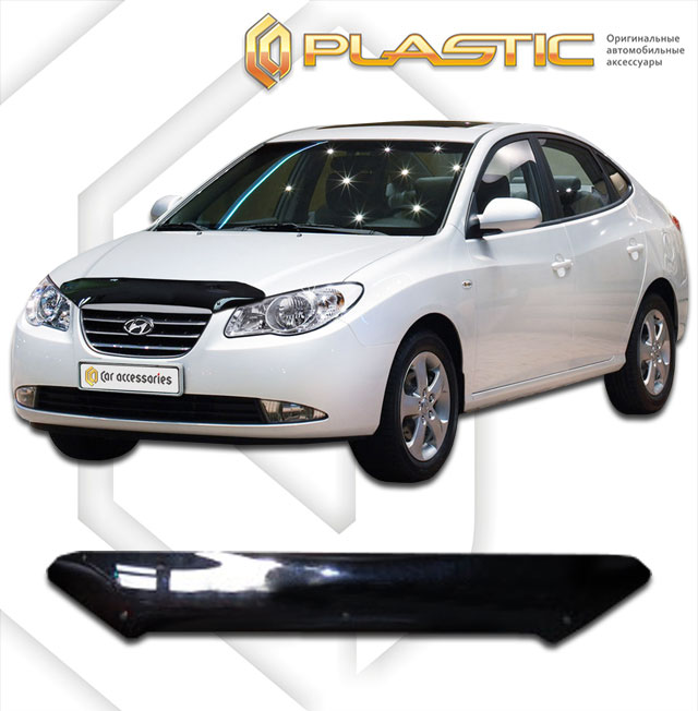 Дефлектор капота Classic черный Hyundai Avante  2009 СА Пластик