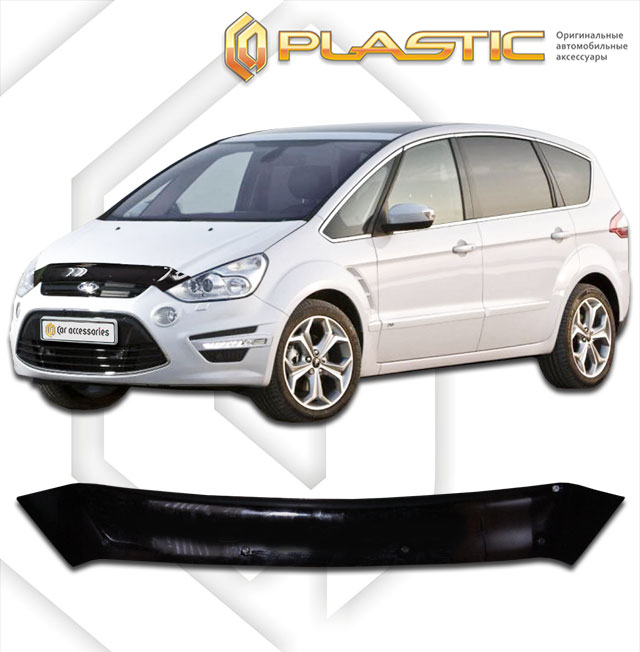 Дефлектор капота Classic черный Ford S-MAX  2011–2015 СА Пластик