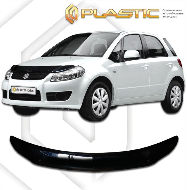 Дефлектор капота Classic черный Suzuki SX4 седан 2007–2014 СА Пластик