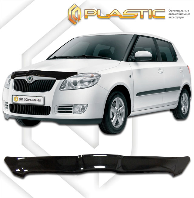 Дефлектор капота Classic черный Skoda Fabia универсал 2010–2014 СА Пластик