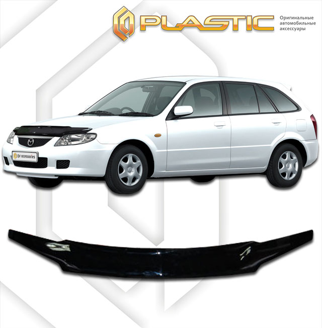 Дефлектор капота Classic черный Mazda Familia  2002–2004 СА Пластик