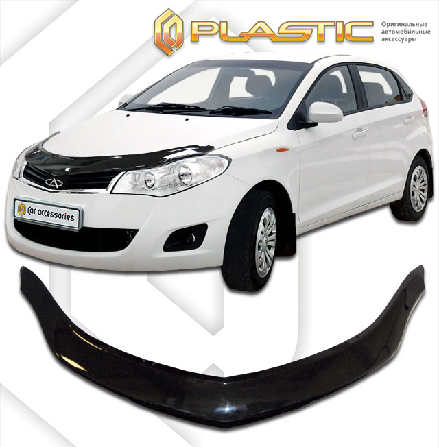 Дефлектор капота Classic черный Chery Very  2011–н.в. СА Пластик