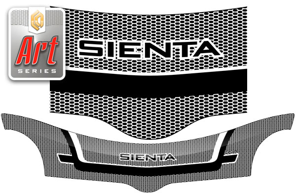 Дефлектор капота Серия "Art" серебро Toyota Sienta  2003-2015 СА Пластик