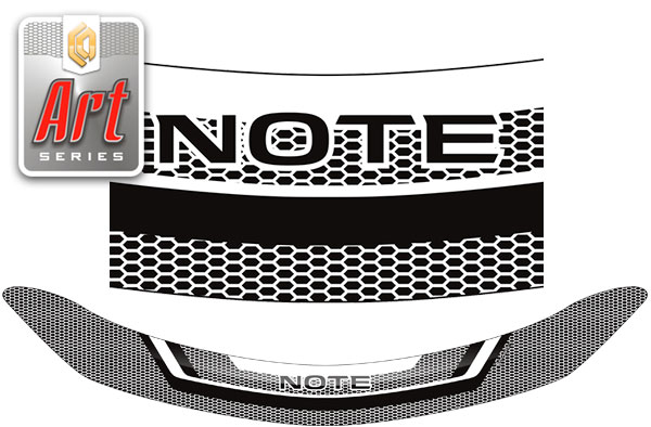 Дефлектор капота Серия "Art" серебро Nissan Note  2012–2020 СА Пластик