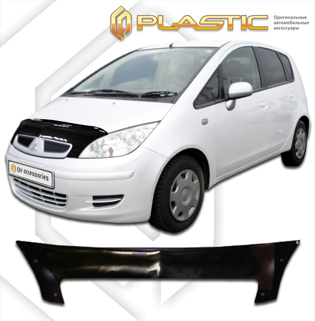 Дефлектор капота Classic черный Mitsubishi Colt  2002-2005 СА Пластик