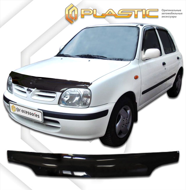 Дефлектор капота Classic черный Nissan March  1999–2003 СА Пластик