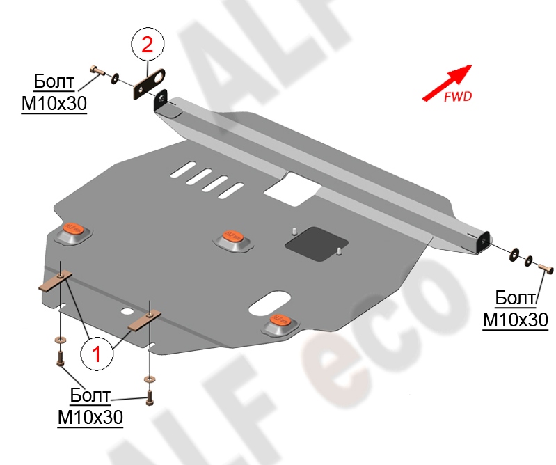 Защита картера и КПП Toyota Corolla Spacio  2000 - 2007 / Feilder 142 / Axio 142 / Camry Vista sv40 / Voltz  / Isis 2WD / Wish 10-20 сталь 2мм