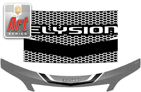 Дефлектор капота (exclusive) Серия "Art" серебро Honda Elysion  2004-2006 СА Пластик