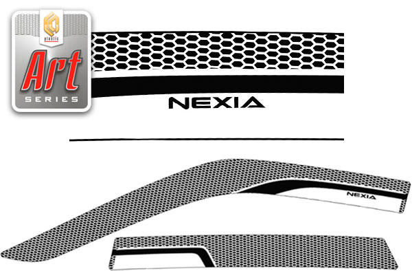 Ветровики дверей Серия "Art" серебро Daewoo Nexia  2008–н.в. СА Пластик