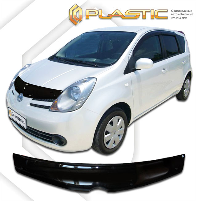 Дефлектор капота Classic черный Nissan Note  2004-2008 СА Пластик