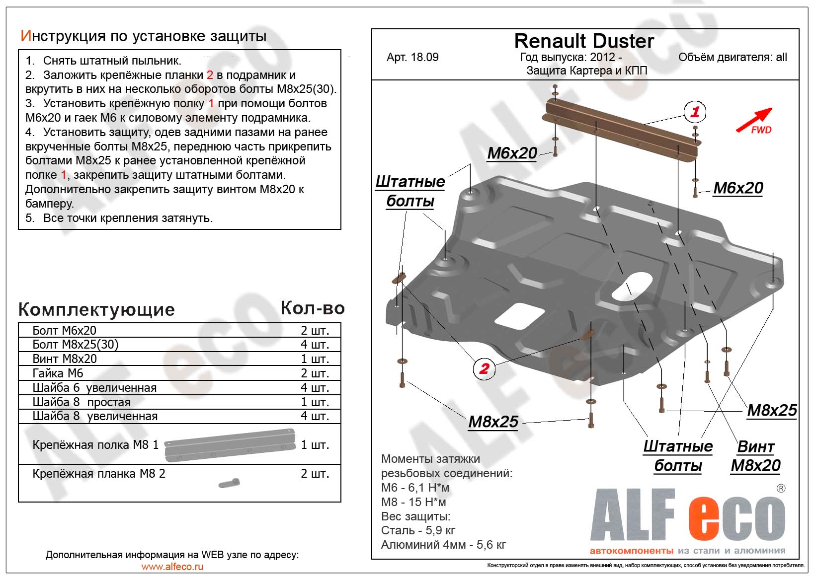 Защита картера и КПП Renault Duster / Nissan Terrano 2014- сталь 2мм