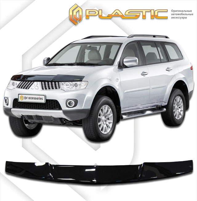 Дефлектор капота Classic черный Mitsubishi Pajero Sport 2008–2015 СА Пластик