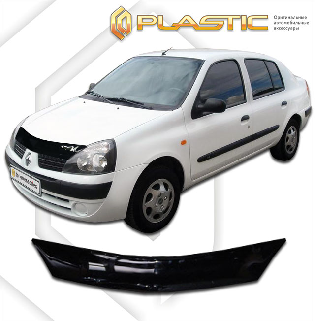 Дефлектор капота Classic черный Renault Symbol  2006-2009 СА Пластик