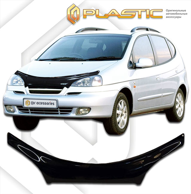 Дефлектор капота (exclusive) Classic черный Chevrolet Rezzo  2004-2008 СА Пластик