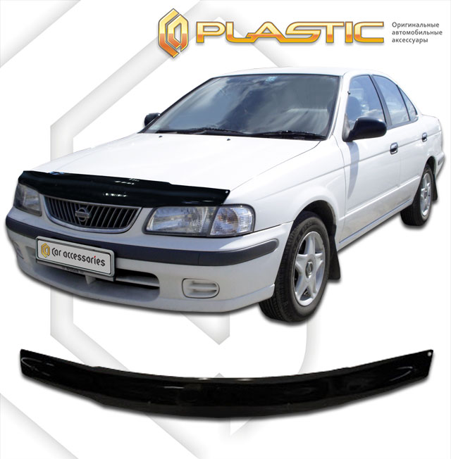 Дефлектор капота Classic черный Nissan Sunny  1998-2002 СА Пластик