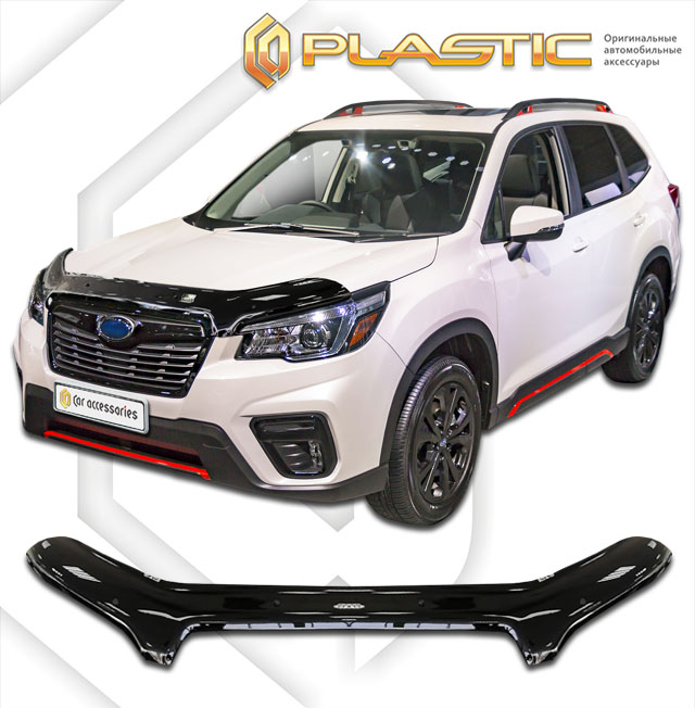 Дефлектор капота (exclusive) Classic черный Subaru Forester 5 поколение 2018- 2021  СА Пластик