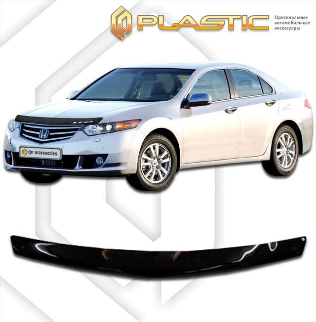 Дефлектор капота Classic черный Honda Accord  2008-2012 СА Пластик