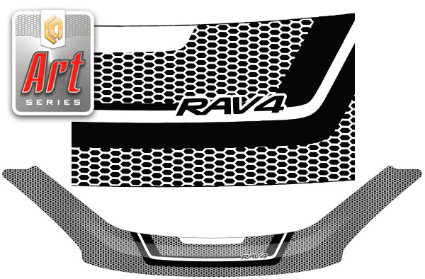 Дефлектор капота Серия "Art" серебро Toyota Rav4  2000-2005 СА Пластик