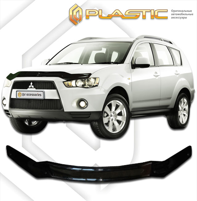 Дефлектор капота Classic черный Mitsubishi Outlander XL 2009–2012 СА Пластик