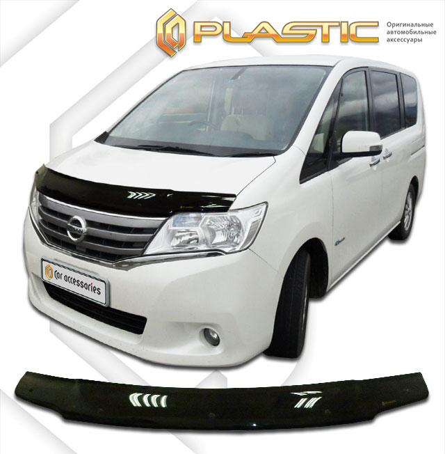 Дефлектор капота Classic черный Nissan Serena  2010-2013 СА Пластик