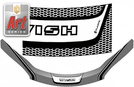Дефлектор капота Серия "Art" серебро Toyota Wish  2009-2017 СА Пластик