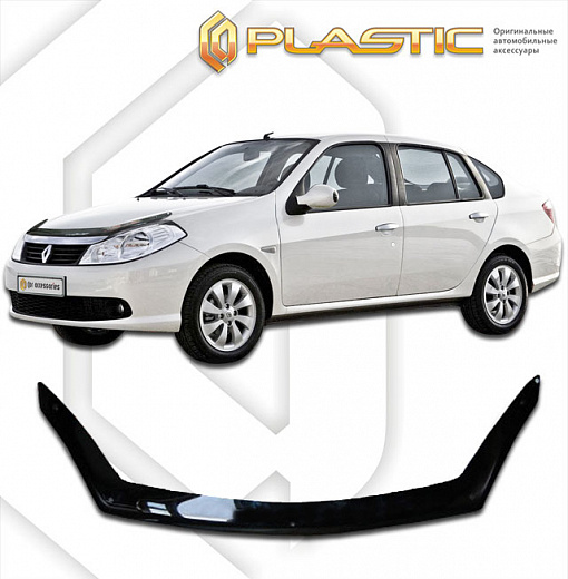 Дефлектор капота Classic черный Renault Symbol  2008-2012 СА Пластик