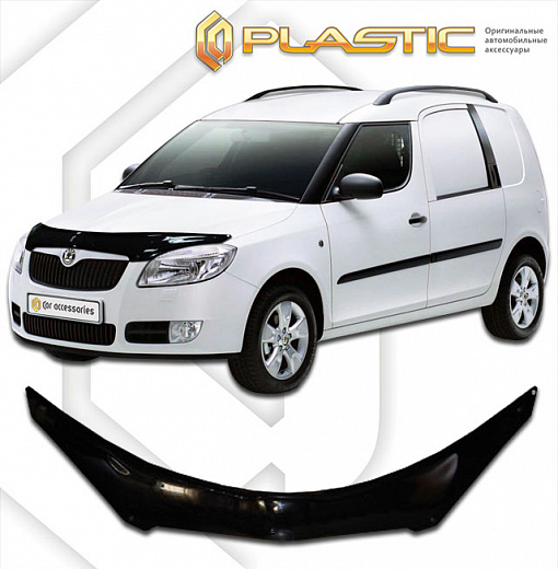 Дефлектор капота (exclusive) Classic черный Skoda Roomster  2006–2010 СА Пластик