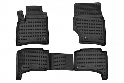 Коврики в салон VW Touareg (I, Ir) 2002-2010, 4 шт., под штатный круглый крепеж (полиуретан) / Фольксваген Туарег
