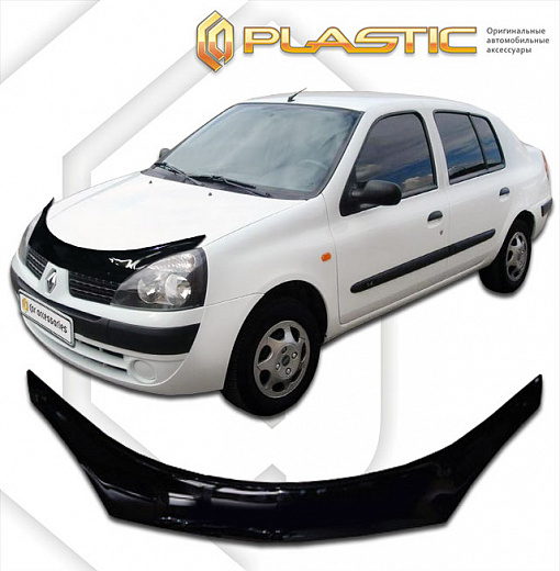 Дефлектор капота (exclusive) Classic черный Renault Symbol  2006-2009 СА Пластик