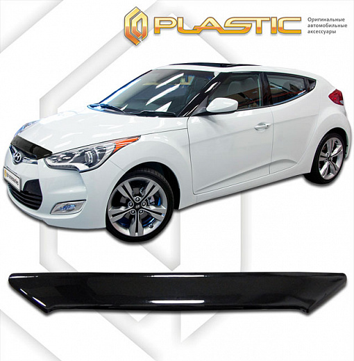 Дефлектор капота Classic черный Hyundai Veloster  2011–2018 СА Пластик