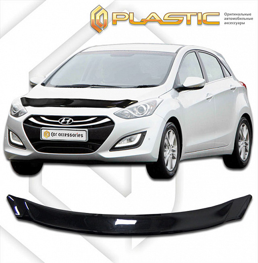 Дефлектор капота Classic черный Hyundai i30 хэтчбэк 2012–н.в.  СА Пластик