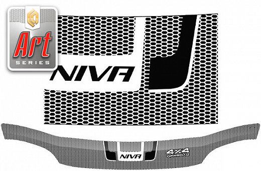 Дефлектор капота Серия "Art" серебро Chevrolet Niva  2001-2009 СА Пластик