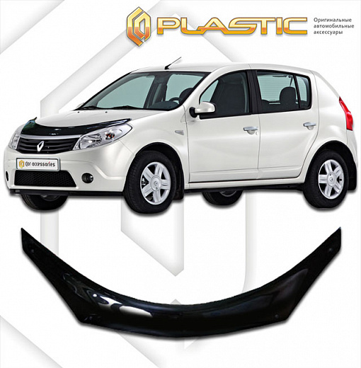 Дефлектор капота (exclusive) Classic черный Renault Sandero Stepway  2010-2014 СА Пластик