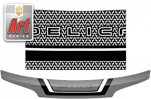 Дефлектор капота Серия "Art" графит Mitsubishi Delica  1994-1997 СА Пластик