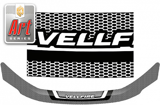Дефлектор капота Серия "Art" графит Toyota Vellfire  2008–2015 СА Пластик