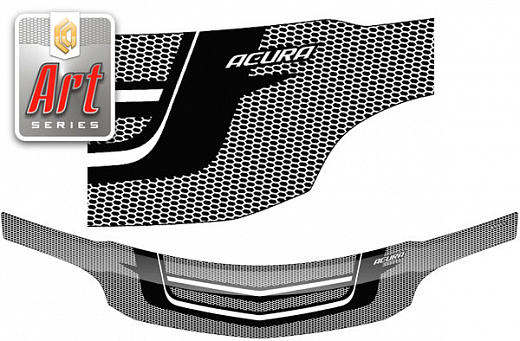 Дефлектор капота Серия "Art" черная Acura MDX  2001-2006 СА Пластик
