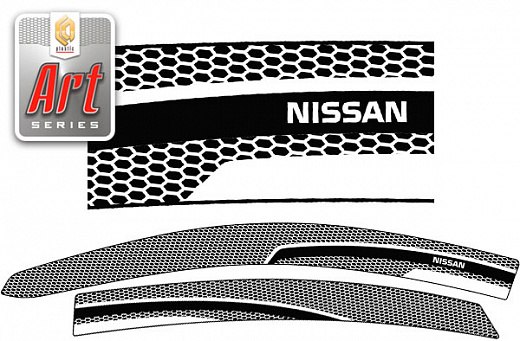 Ветровики дверей Серия "Art" белая Nissan Bluebird Sylphy  2005-2012 СА Пластик