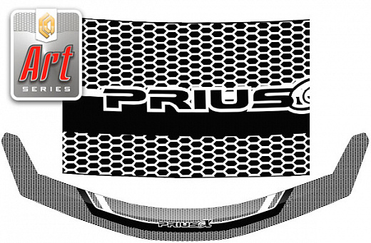 Дефлектор капота Серия "Art" белая Toyota Prius a  2011–2021 СА Пластик