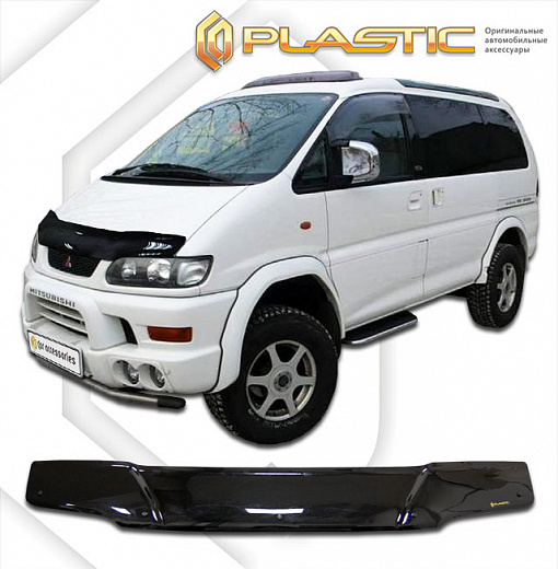 Дефлектор капота Classic черный Mitsubishi Delica  1997-2007 СА Пластик