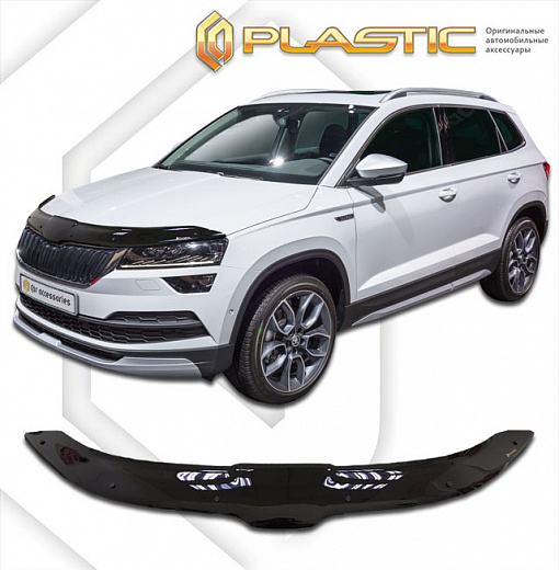 Дефлектор капота Classic черный Skoda Karoq  2017-н.в. СА Пластик