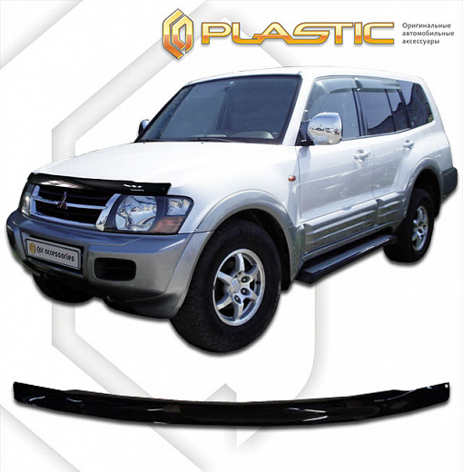 Дефлектор капота Classic черный Mitsubishi Pajero  2002-2006 СА Пластик