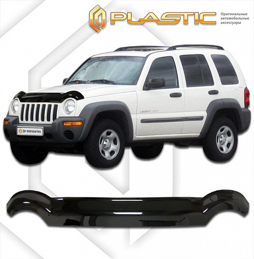 Дефлектор капота Classic черный Jeep Liberty  2001-2007 СА Пластик