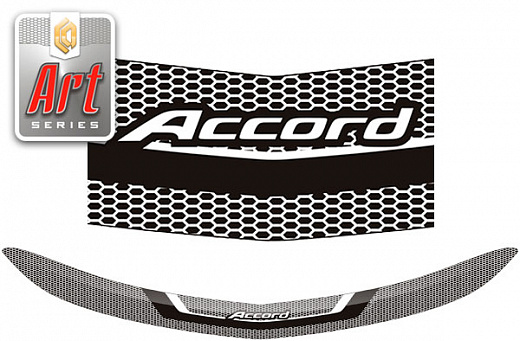 Дефлектор капота Серия "Art" черная Honda Accord  2008-2012 СА Пластик