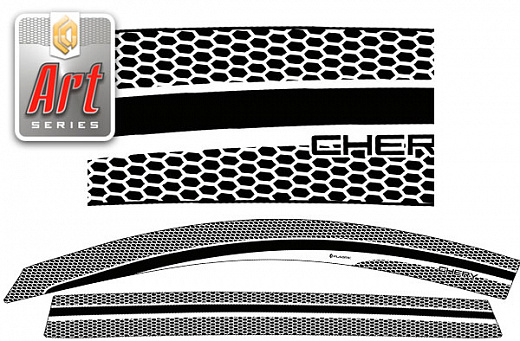 Ветровики дверей Серия "Art" черная Chery Tiggo 8 Pro  2021–н.в.  СА Пластик