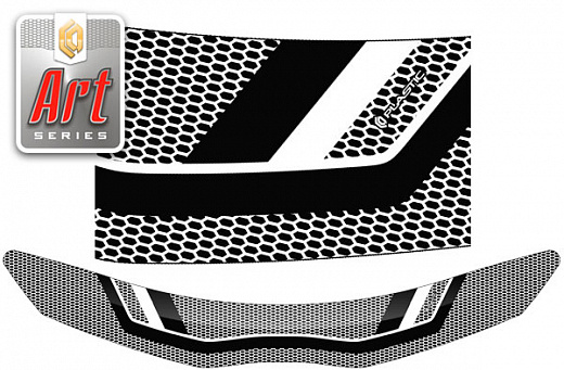 Дефлектор капота Серия "Art" черная Toyota Vitz  2010–2016 СА Пластик